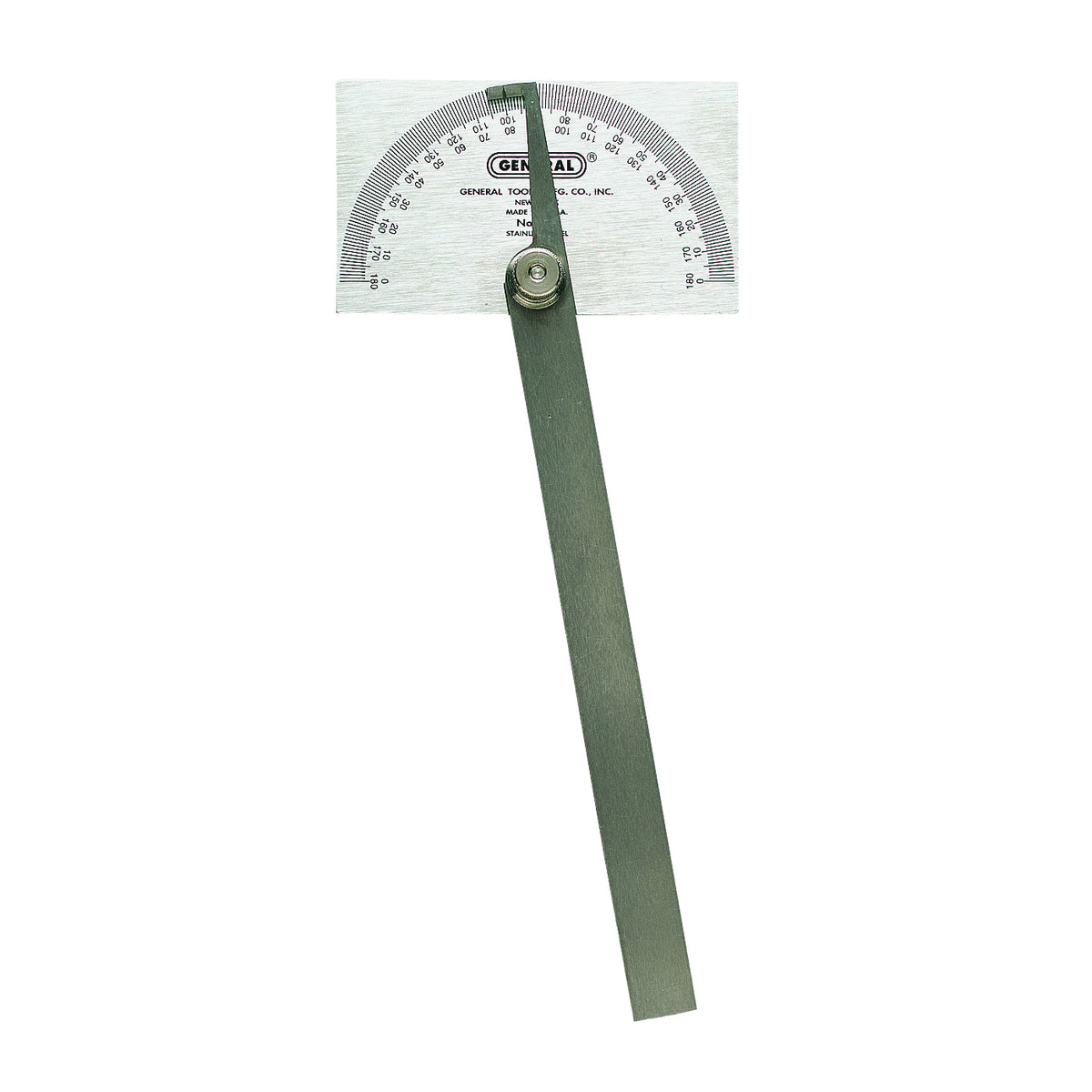 GENERAL 17 Square Head Protractor, 0 to 180 deg, Stainless Steel, Silver