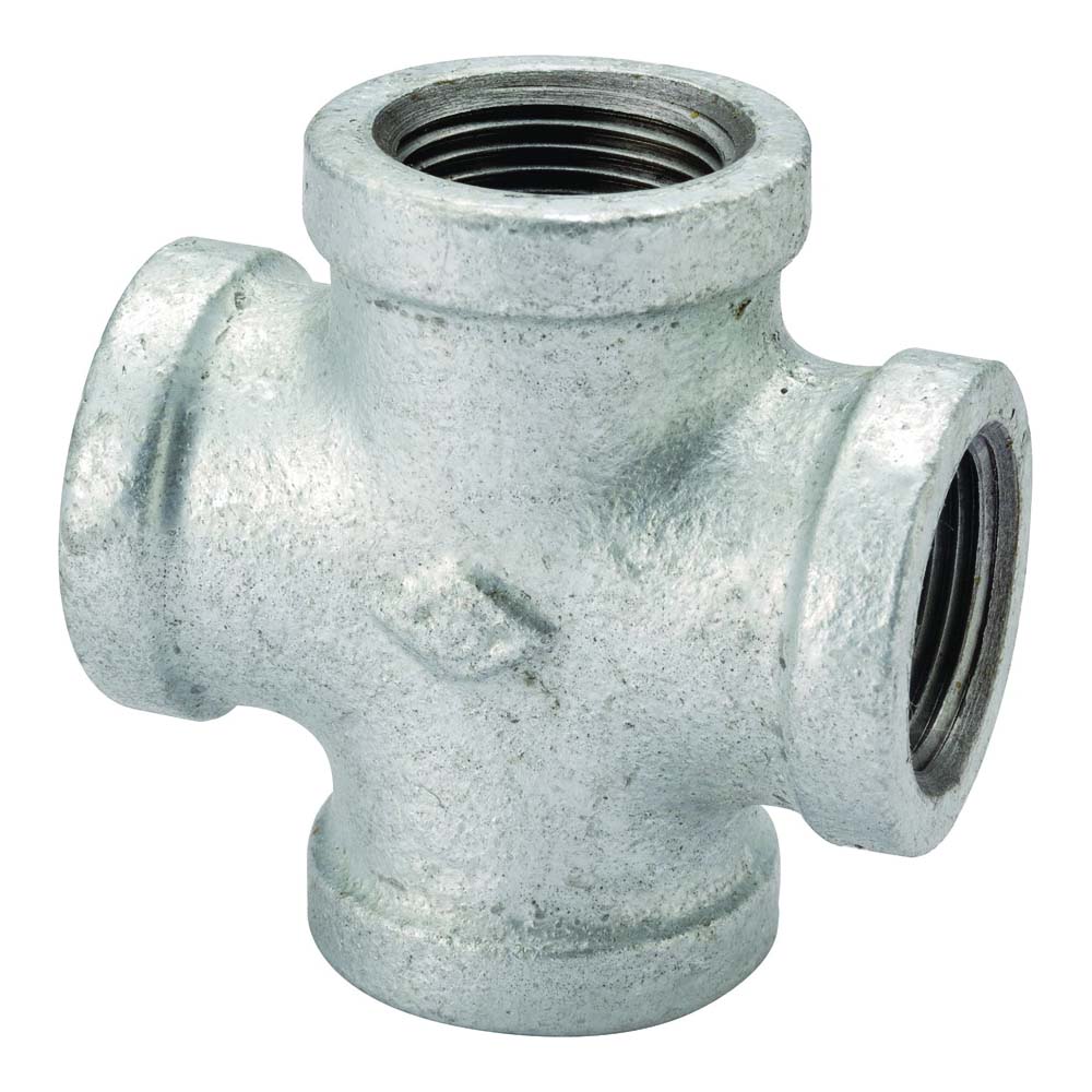 ProSource 0745 Pipe Cross, 1/2 in, Female, Malleable Iron, 40 Schedule, 300 psi Pressure