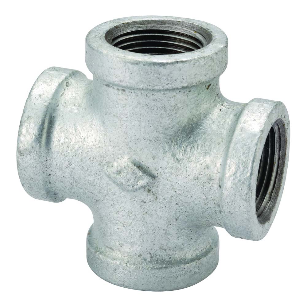 ProSource 0747 Pipe Cross, 3/4 in, Female, Malleable Iron, 40 Schedule, 300 psi Pressure