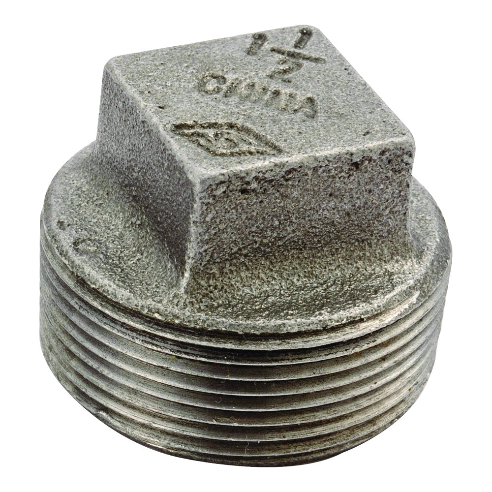 Prosource 31-3/8B Pipe Plug, 3/8 in, MPT, Square Head, Malleable Iron, SCH 40 Schedule