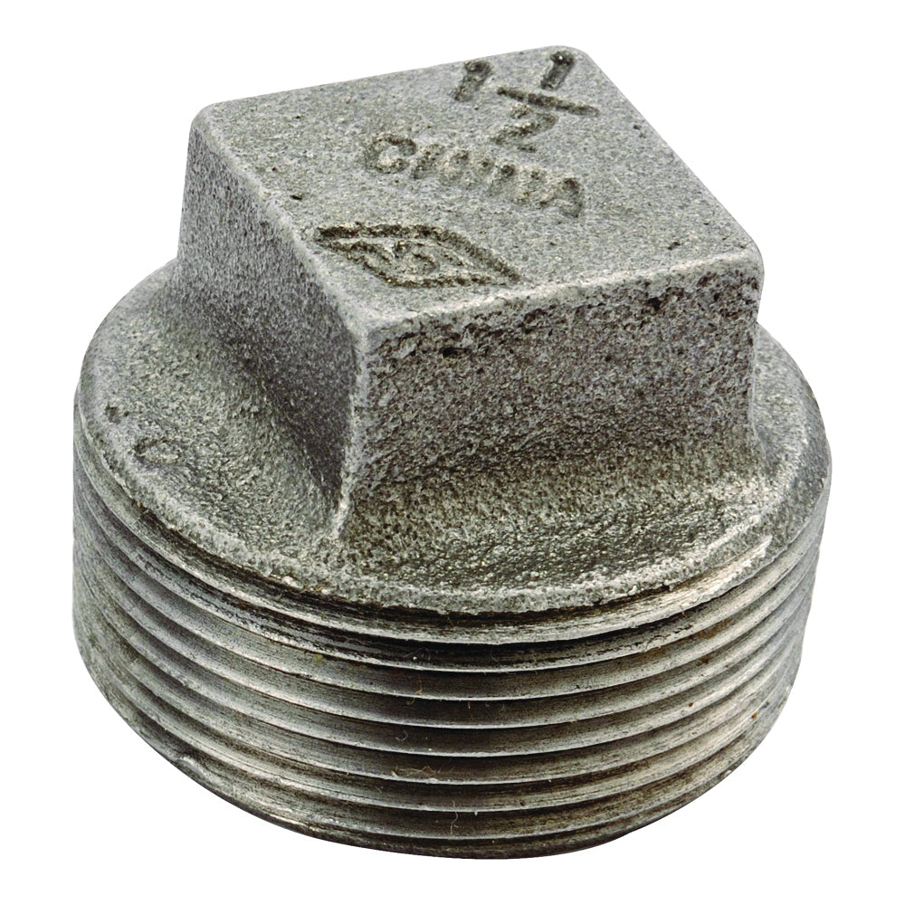 Prosource 31-1/2B Pipe Plug, 1/2 in, MPT, Square Head, Malleable Iron, SCH 40 Schedule