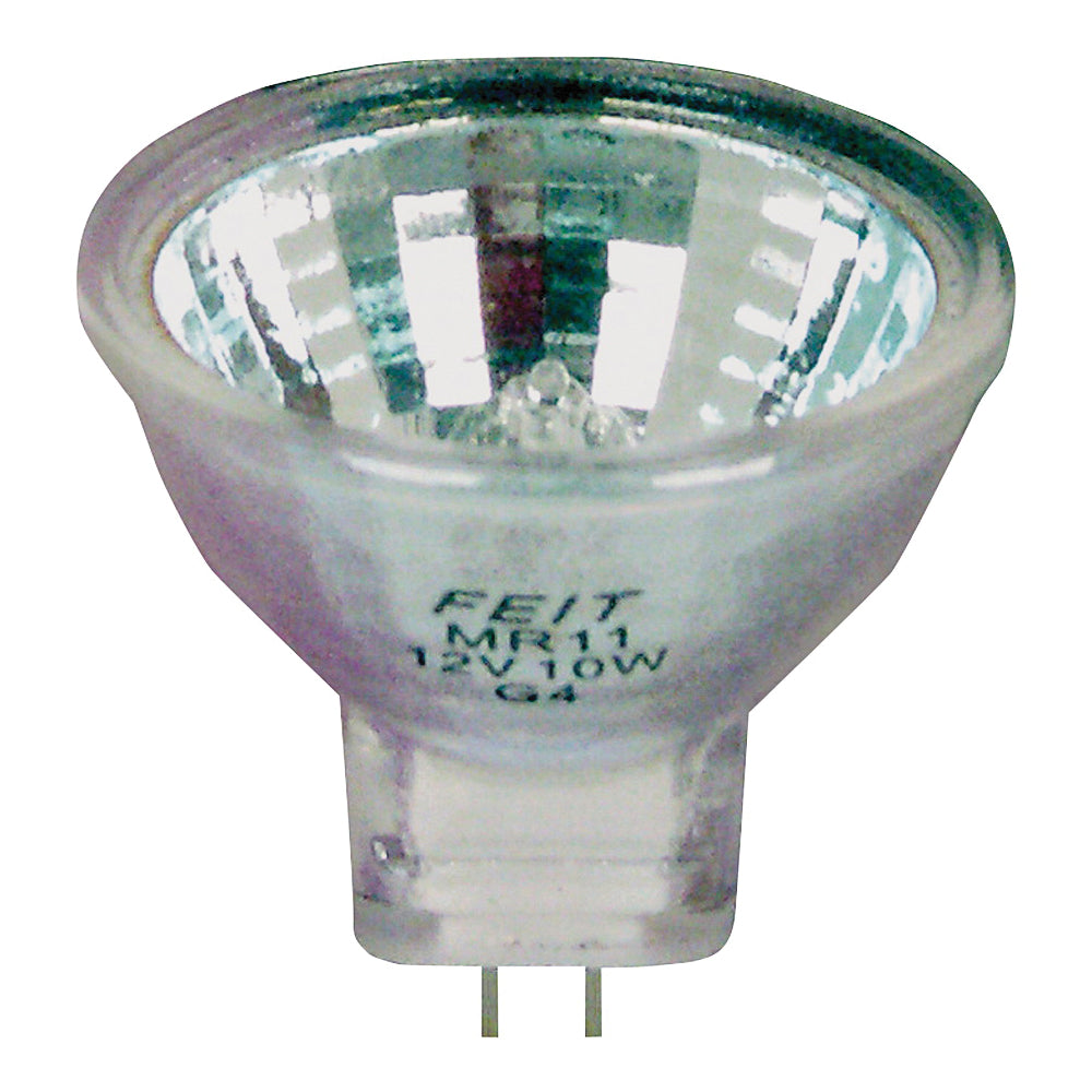 Feit Electric BPQ10MR11 Halogen Bulb, 10 W, G4 Lamp Base, MR11 Lamp, 3000 K Color Temp, 3000 hr Average Life