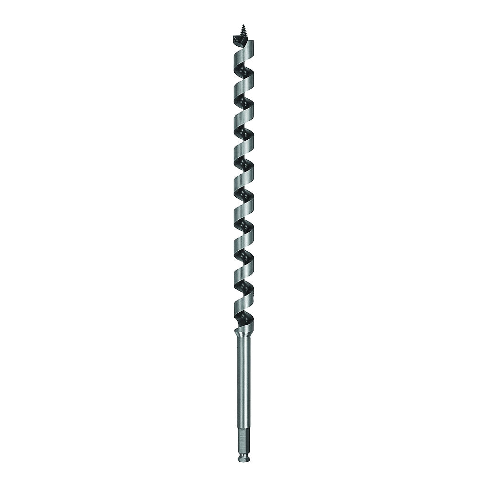 DeWALT DW1687 Auger Drill Bit, 1 in Dia, 17 in OAL, Hollow Center Flute, 7/16 in Dia Shank, Ball Groove Shank