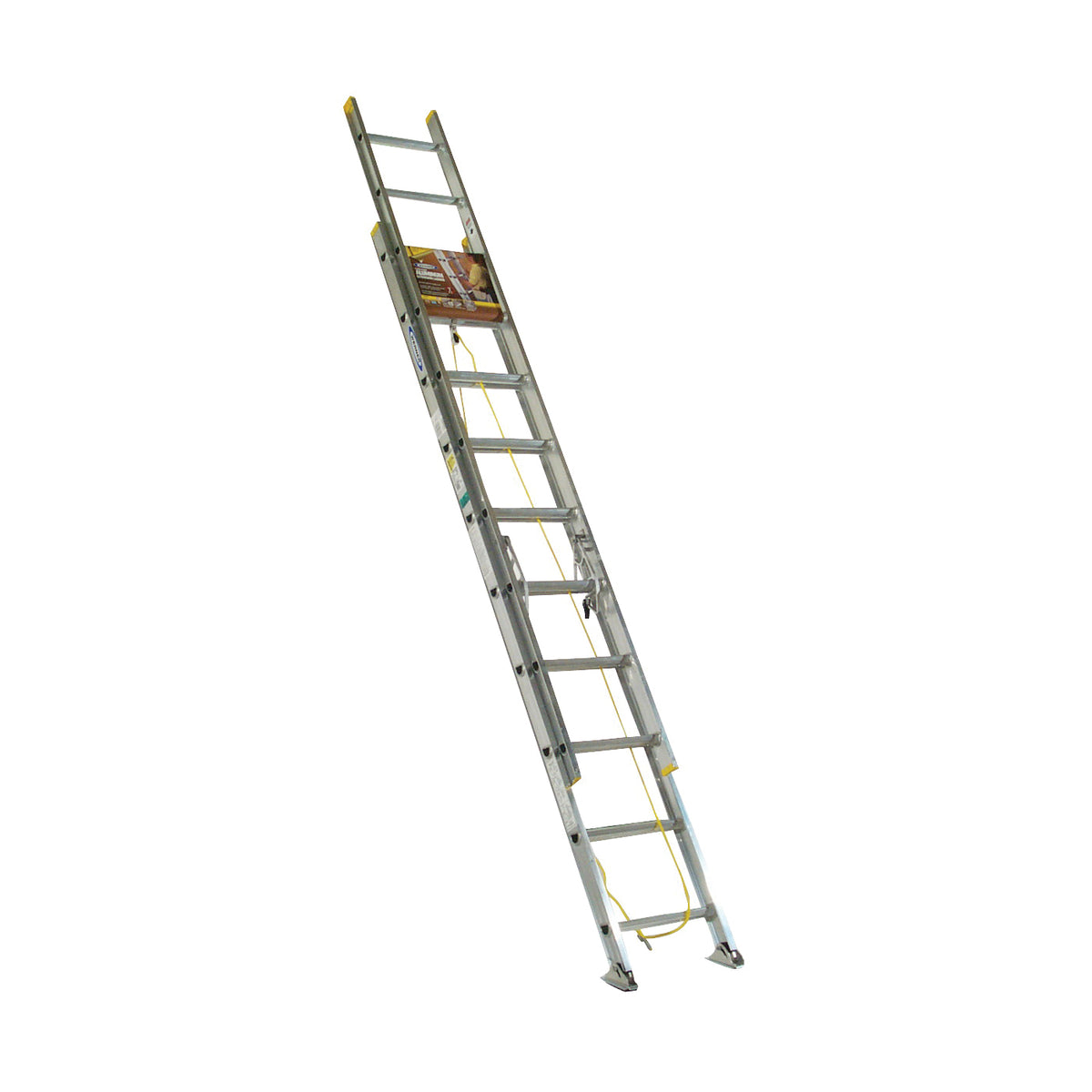 WERNER D1220-2 Extension Ladder, 19 ft H Reach, 225 lb, Aluminum