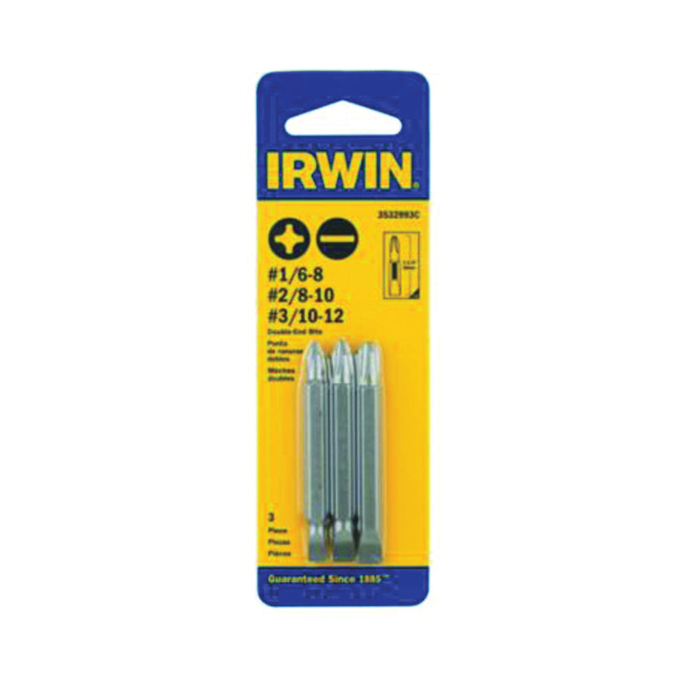 IRWIN 3532993C Insert Bit Set, 3-Piece, Double-Ended