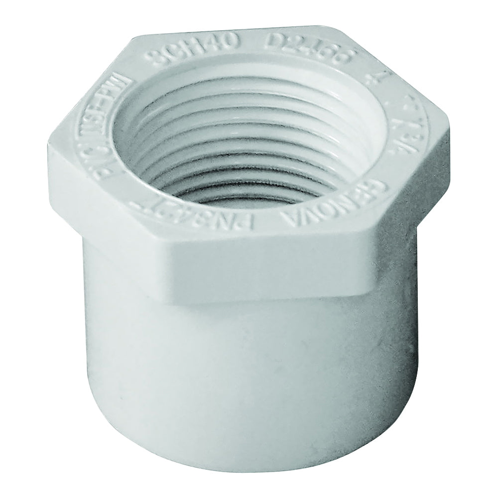 GENOVA 300 Series 34217 Reducing Bushing, 1 x 3/4 in, Spigot x FIP, White, SCH 40 Schedule