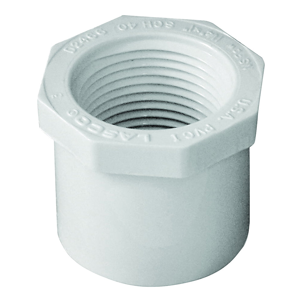 GENOVA 300 Series 34240 Reducing Bushing, 1-1/4 x 1 in, Spigot x FIP, White, SCH 40 Schedule