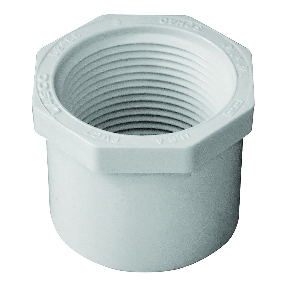 GENOVA 300 Series 34254 Reducing Bushing, 1-1/2 x 1-1/4 in, Spigot x FIP, White, SCH 40 Schedule