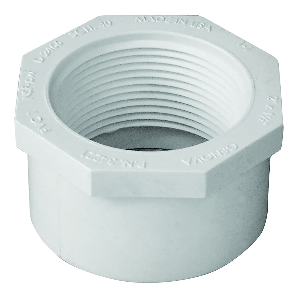 GENOVA 300 Series 34221 Reducing Bushing, 2 x 1-1/2 in, Spigot x FIP, White, SCH 40 Schedule