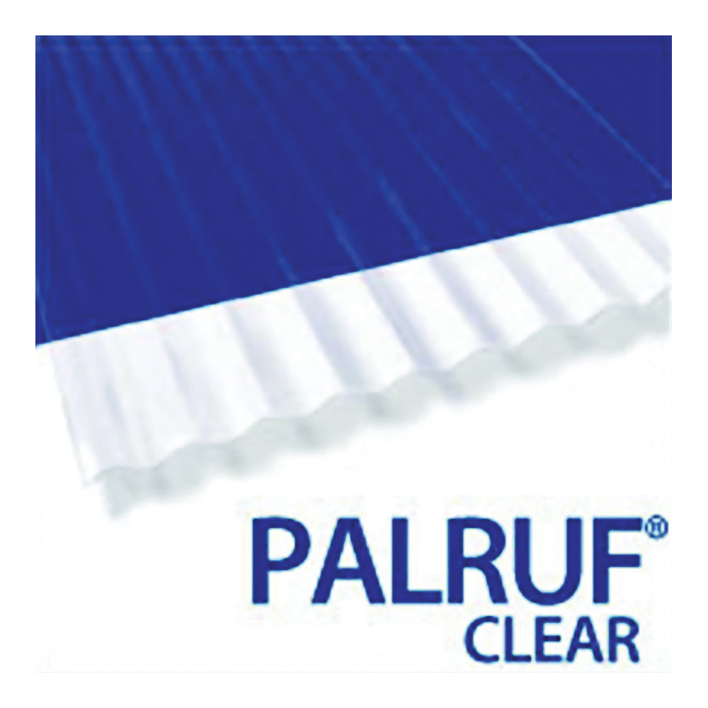 Palruf 100427 Corrugated Roofing Panel, 12 ft L, 26 in W, PVC, Clear