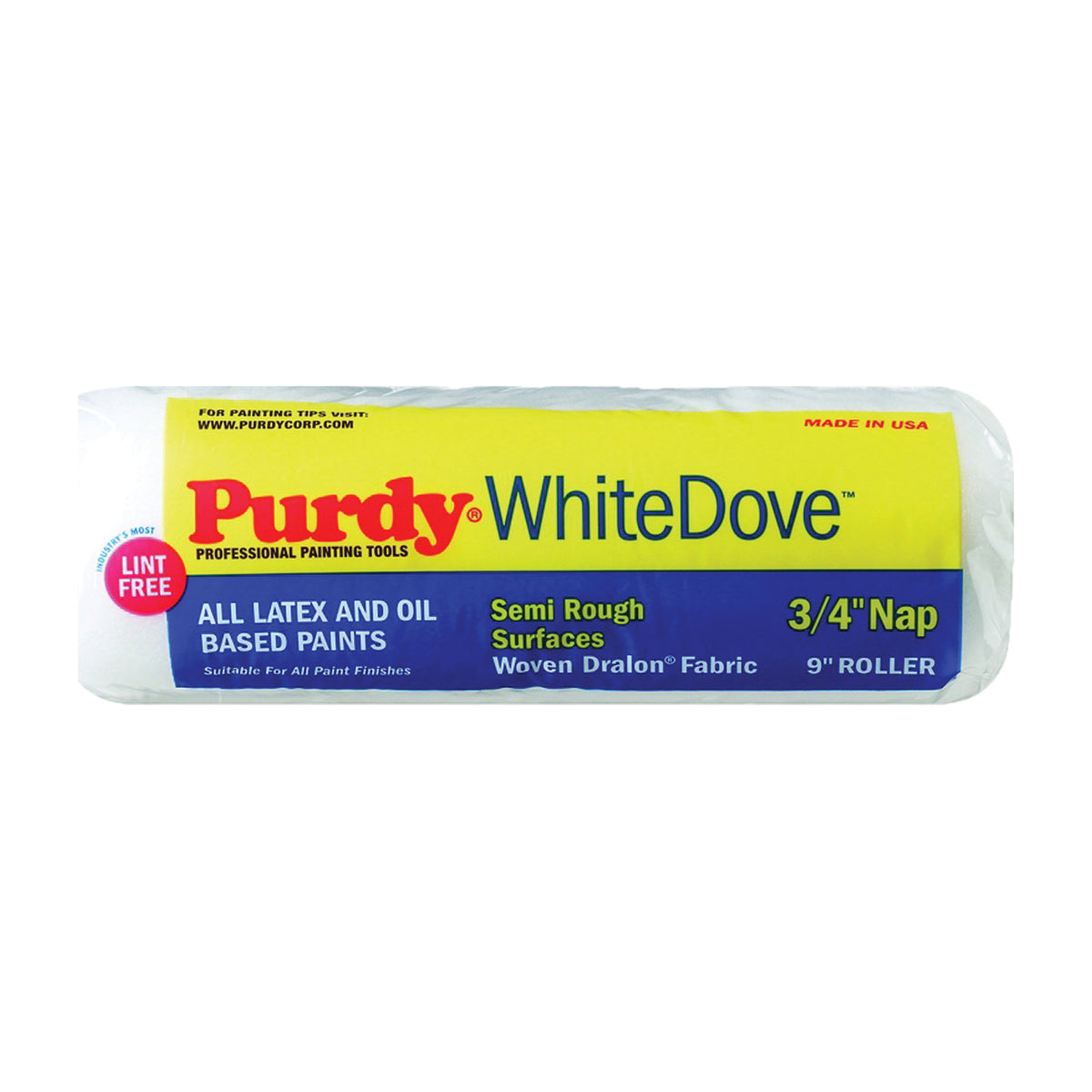 Purdy White Dove 14G670182 Paint Roller Cover, 3/4 in Thick Nap, 9 in L, Dralon Fabric Cover