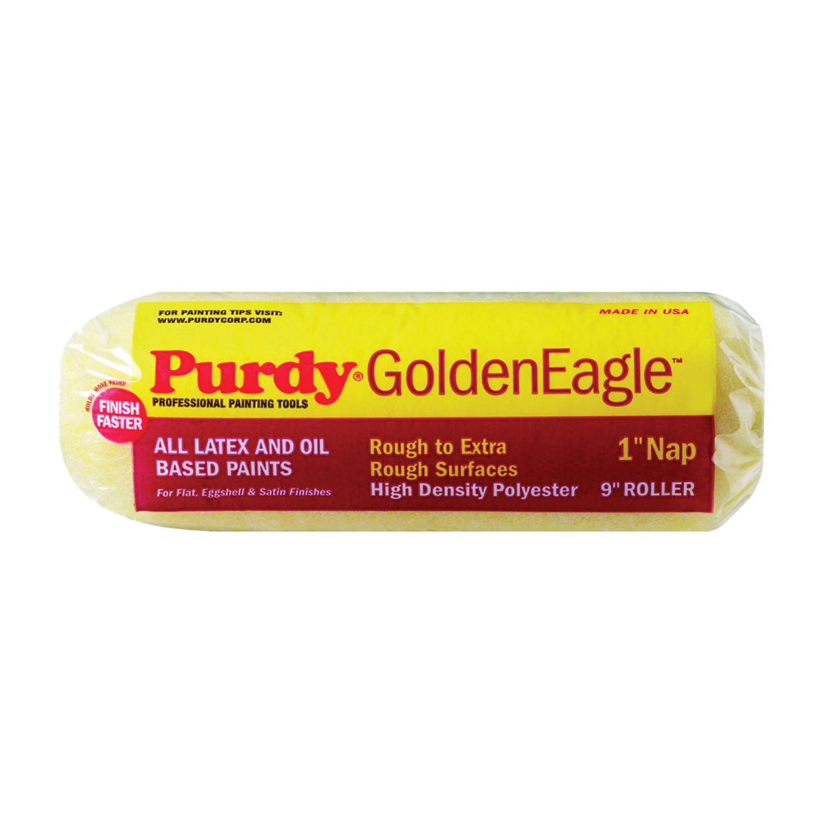 Purdy Golden Eagle 608095 Paint Roller Cover, 1 in Thick Nap, 9 in L, Polyester Cover