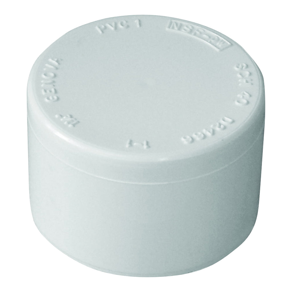 GENOVA 300 Series 30158 Pipe Cap, 1 in, Slip Joint, White, SCH 40 Schedule