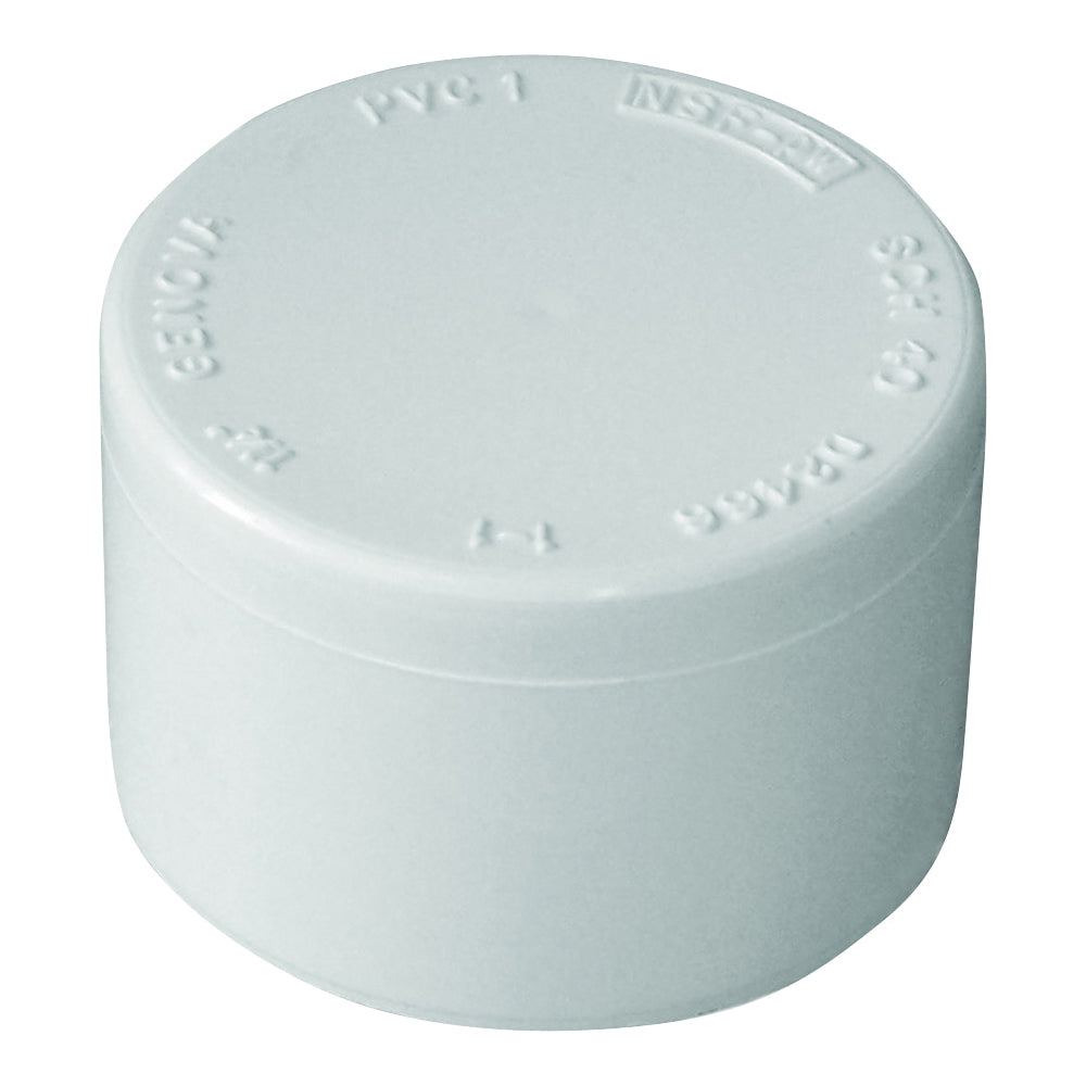 GENOVA 300 Series 30159 Pipe Cap, 1-1/4 in, Slip Joint, White, SCH 40 Schedule