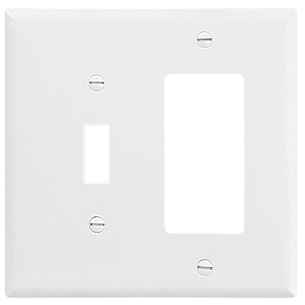 Eaton Wiring Devices 2153W-BOX Combination Wallplate, 4-1/2 in L, 4-9/16 in W, 2 -Gang, Thermoset, White