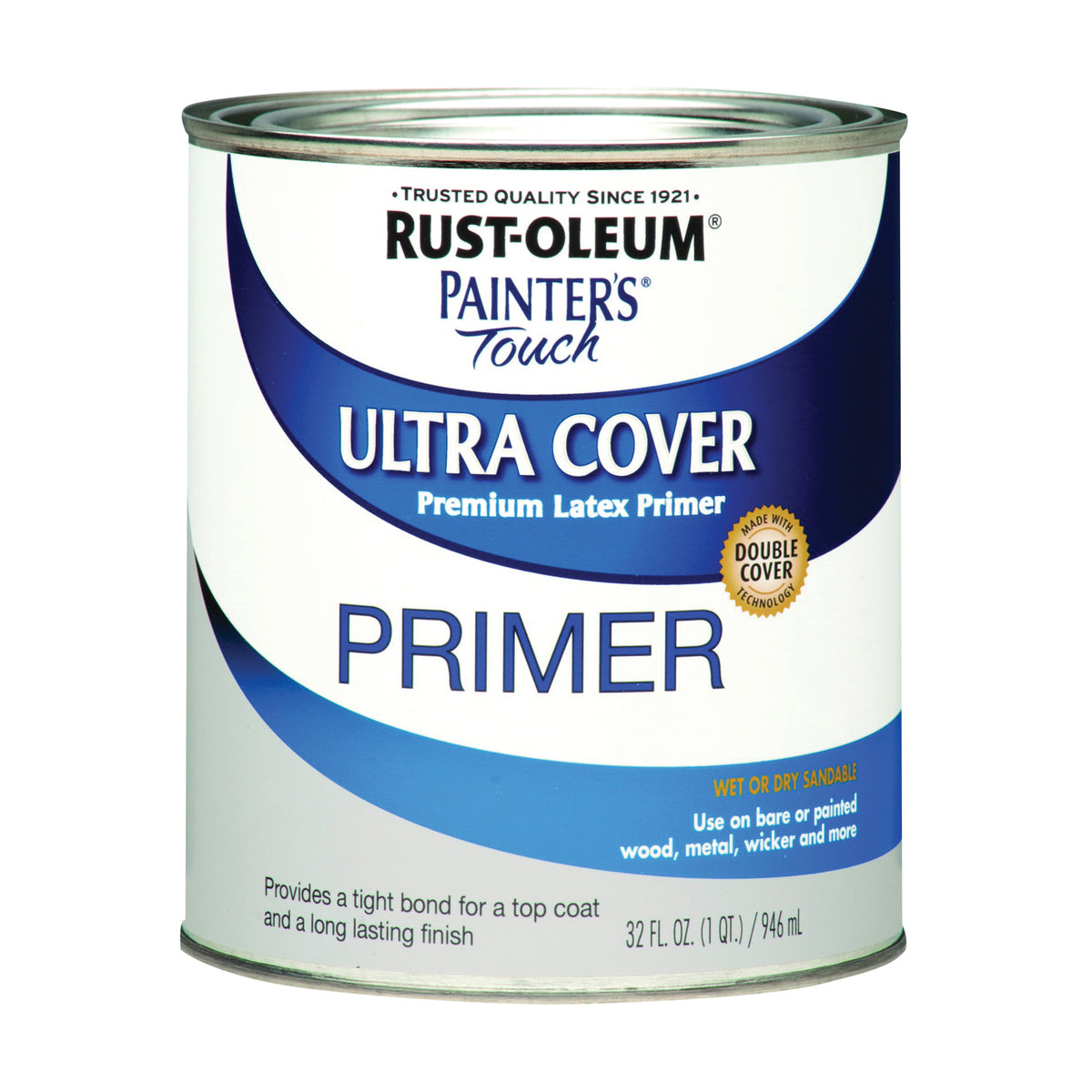 RUST-OLEUM PAINTER'S Touch 1980502 Brush-On Primer, Flat, Gray, 0.5 pt, Can