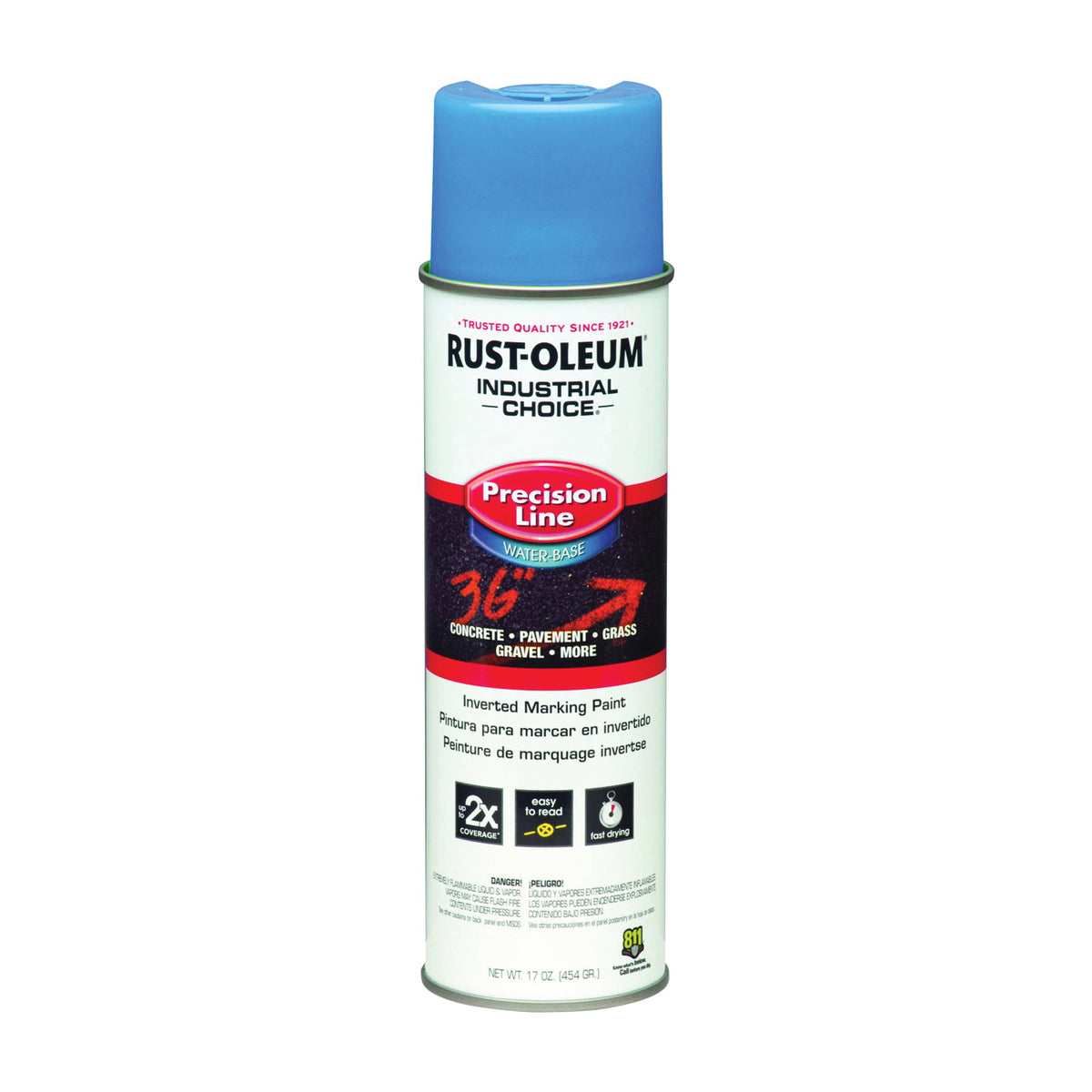 RUST-OLEUM INDUSTRIAL CHOICE 205176 Marking Paint, Fluorescent Blue, 17 oz, Aerosol Can