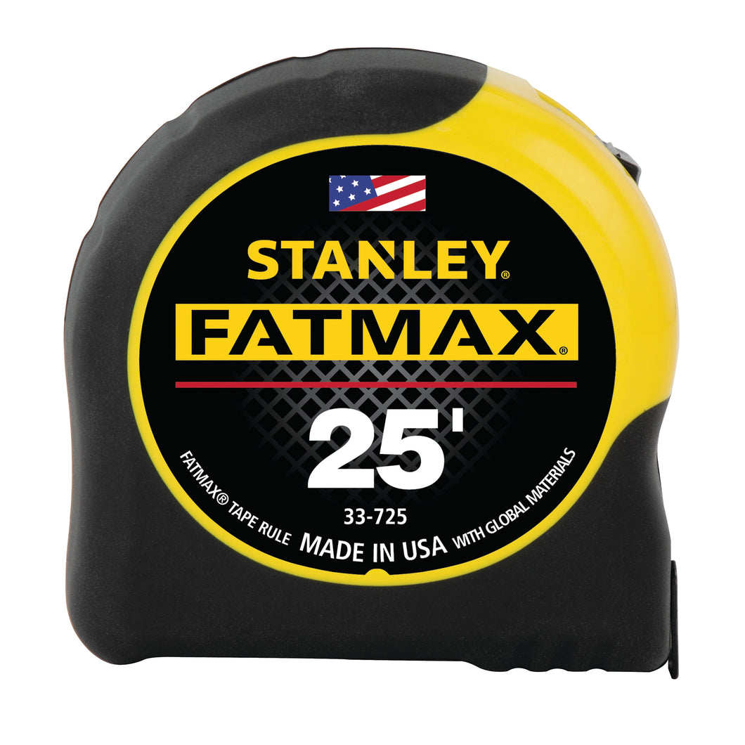 STANLEY 33-725 Classic Tape, 25 ft L Blade, 1-1/4 in W Blade, Black/Yellow Case