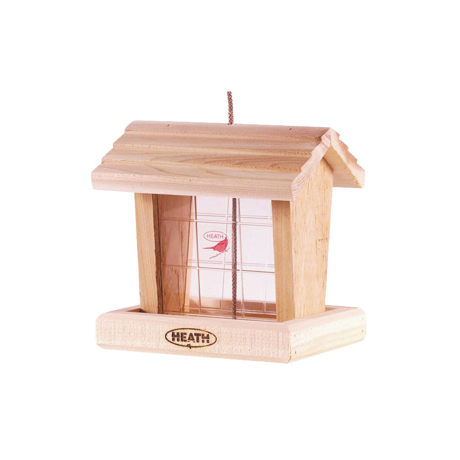 HEATH 152-2 Hopper Bird Feeder, 3 lb, Cedar Wood, Hanging Mounting