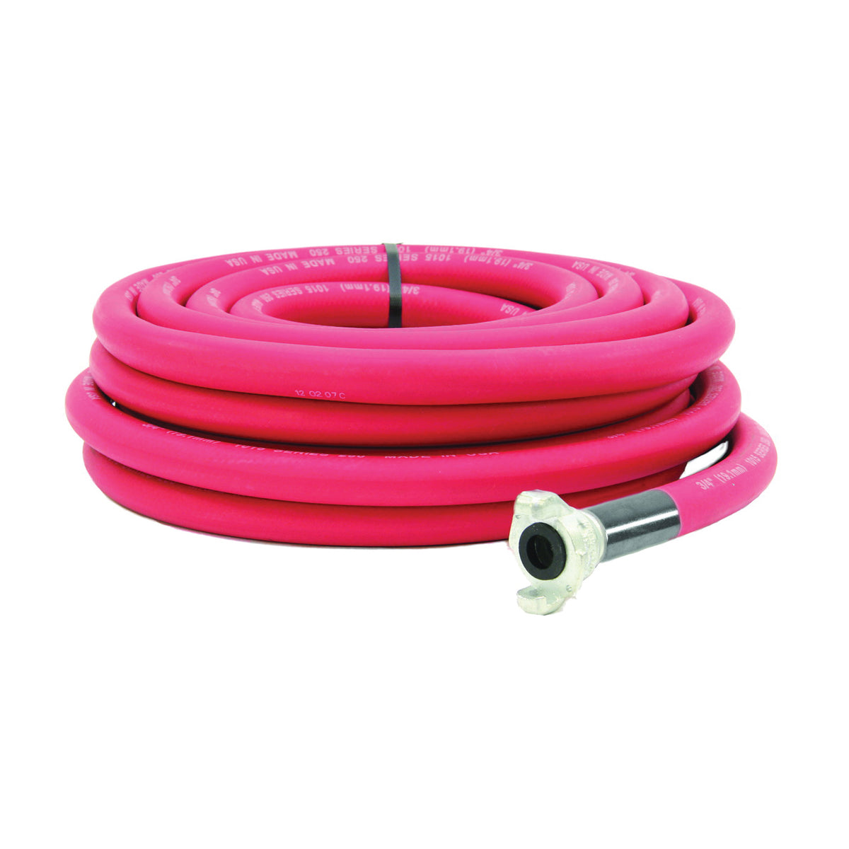 ABBOTT RUBBER 1025-0750R-50-CRS Air Hose, 3/4 in ID, 50 ft L, MNPT, 300 psi Pressure, EPDM Rubber, Red