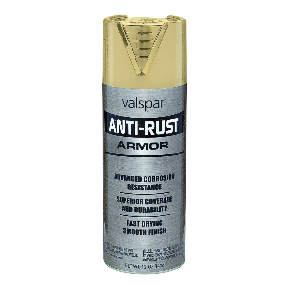 Valspar 044.0021930.076 Anti-Rust Enamel Spray Paint, Gloss, Gold Metallic, 12 oz, Can