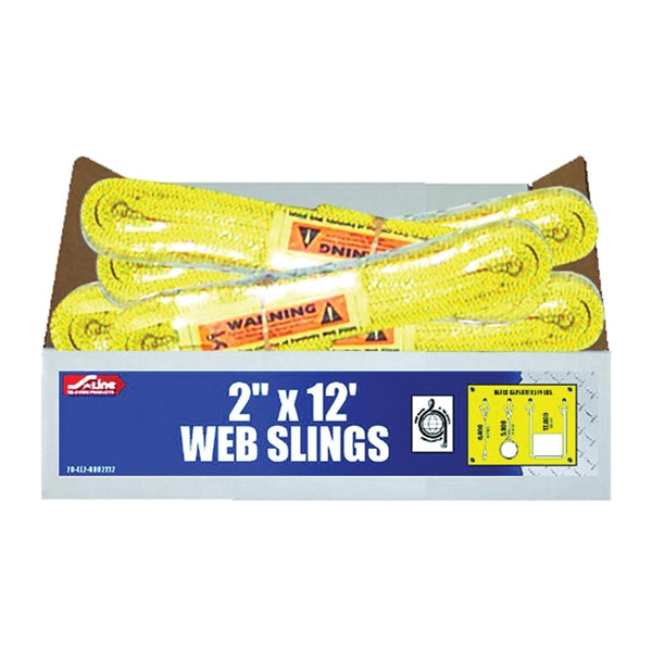 S-Line 20-EE2-9802X12 Lifting Sling, 2 in W, 12 ft L, 2-Ply, 6200 lb Vertical Hitch, Polyester, Gray