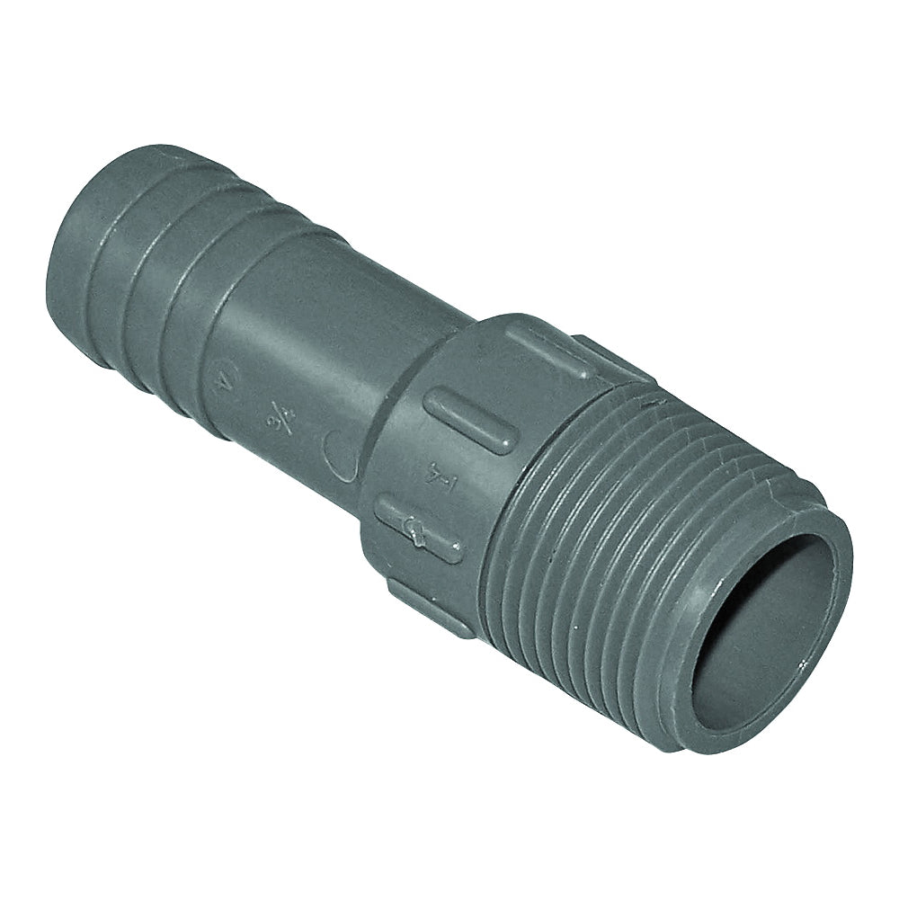 GENOVA 350407 Adapter, 3/4 in, Insert x MIP, Polypropylene/PVC