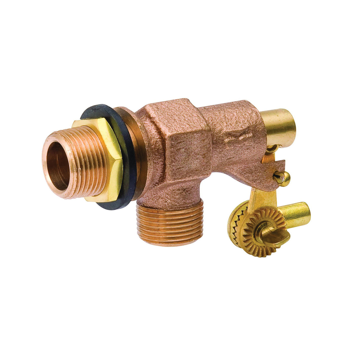 B &amp; K 109-813 Tank Float Valve, 1/2 in, Male x Male, 20 TPI Rod, 1/4 in L Rod, Bronze Body