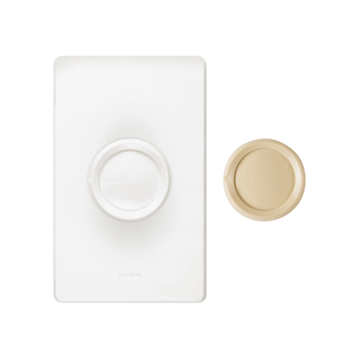 Lutron DNG-603PH-DK Rotary Dimmer, 120 V, 600 W, Halogen, Incandescent Lamp, 3-Way, Ivory/White