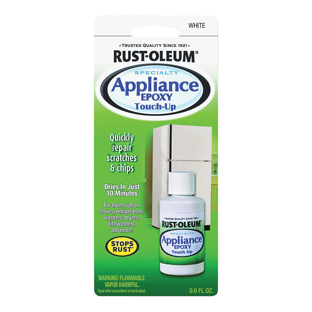RUST-OLEUM SPECIALTY 203000 Appliance Touch-Up Paint, Solvent-Like, White, 0.6 oz, Bottle