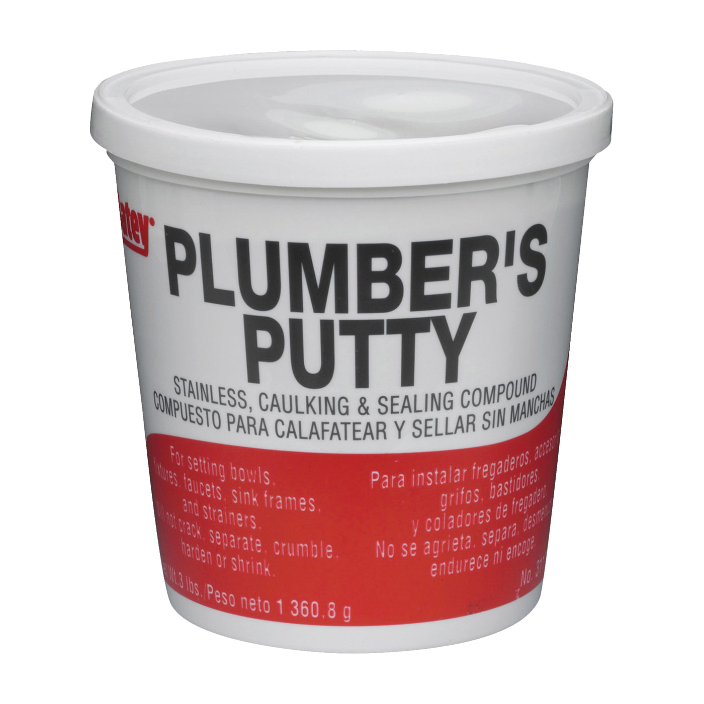 Oatey 31166 Plumbers Putty, Solid, Off-White, 14 oz