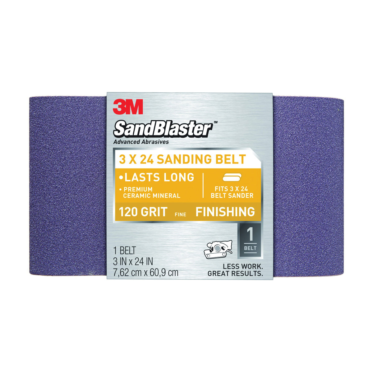 3M 9194 Sanding Belt, 3 in W, 24 in L, 120 Grit, Fine, Aluminum Oxide Abrasive