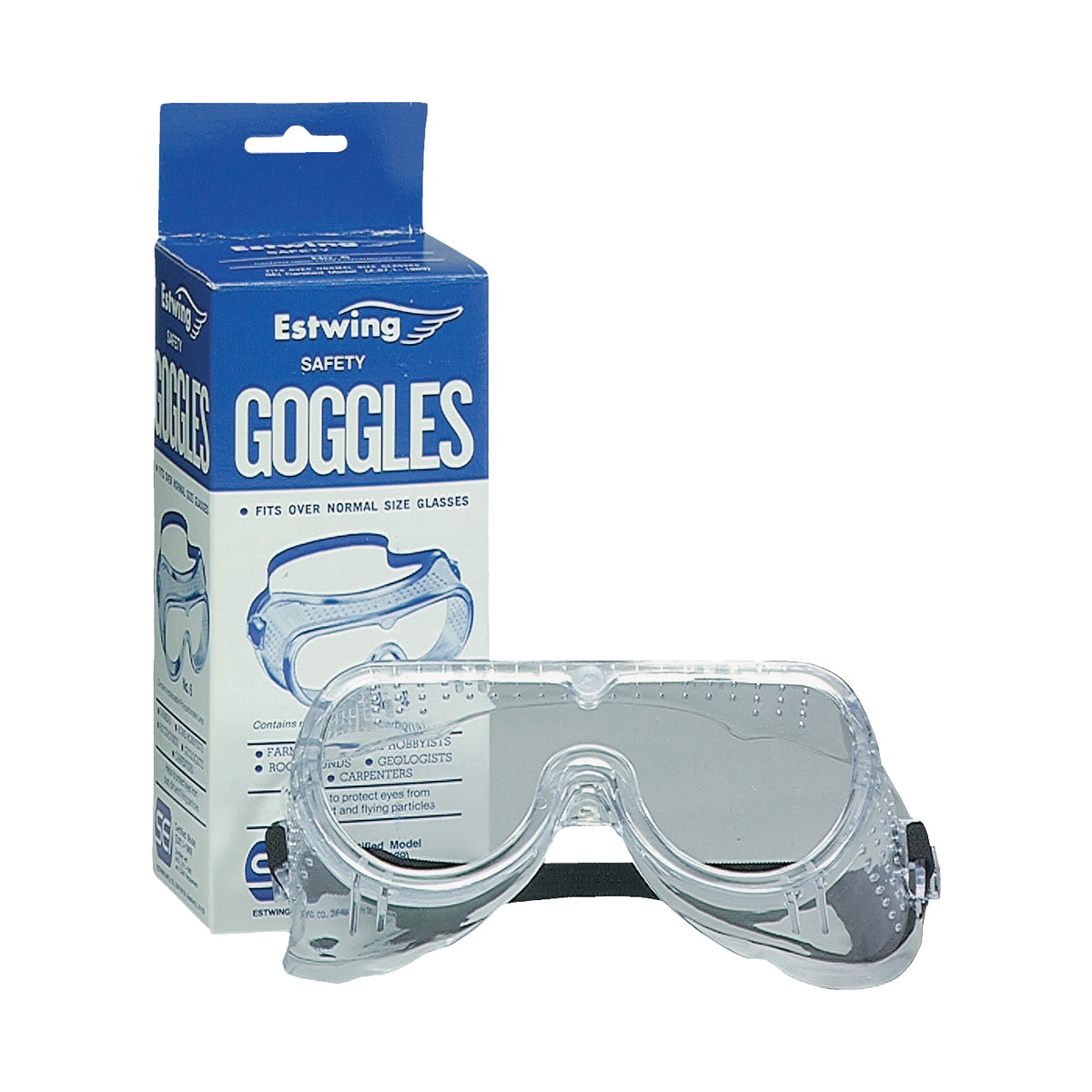 Estwing #6 Ventilated Safety Goggles, Polycarbonate Lens, Replaceable Frame, Soft Vinyl Frame