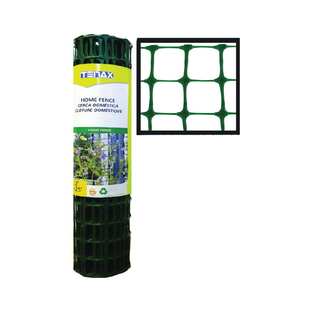 TENAX 2A140089 Home Fence, 25 ft L, 2 x 2 in Mesh, Plastic, Green