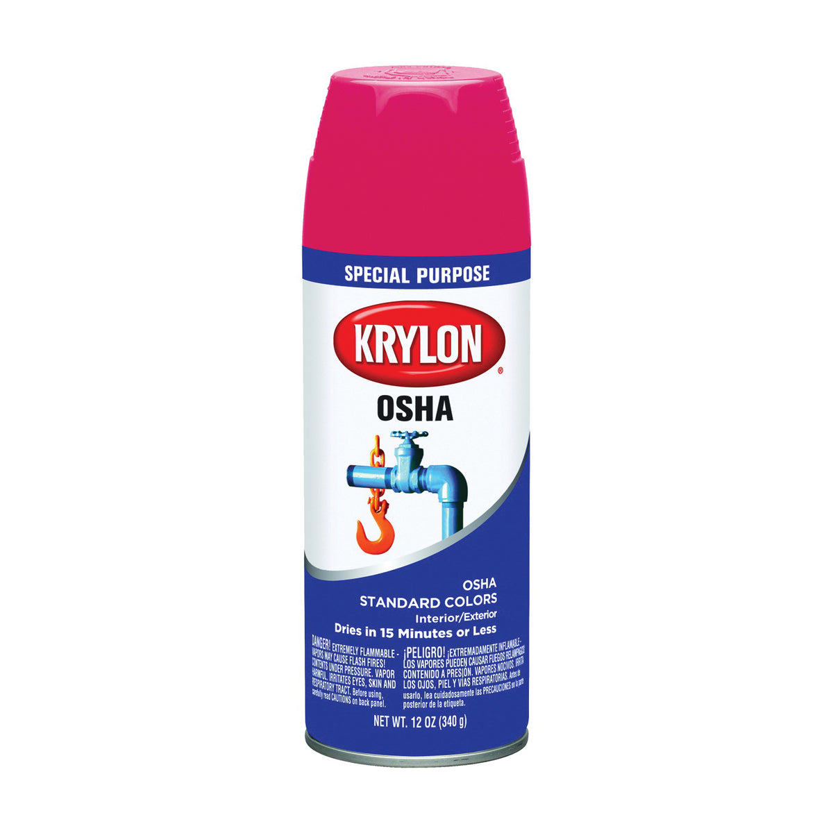 Krylon K02116007 OSHA Color Spray Paint, Gloss, Safety Red, Can