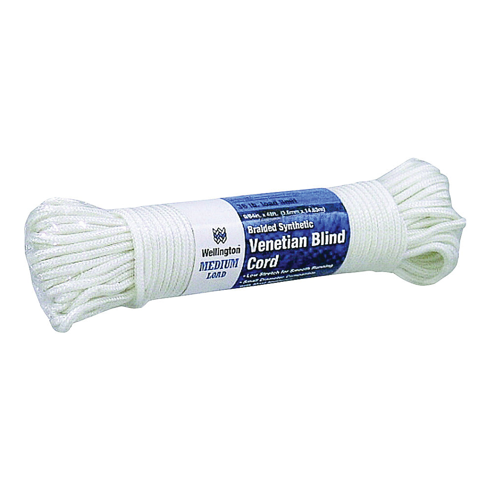 Wellington 13435 Venetian Blind Cord, 9/64 in Dia, 48 ft L, #4.5, 165 lb Working Load, Nylon, White