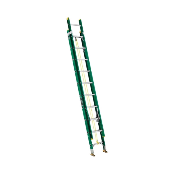 Louisville FE0620 Extension Ladder, 240 in H Reach, 225 lb, Fiberglass, Green