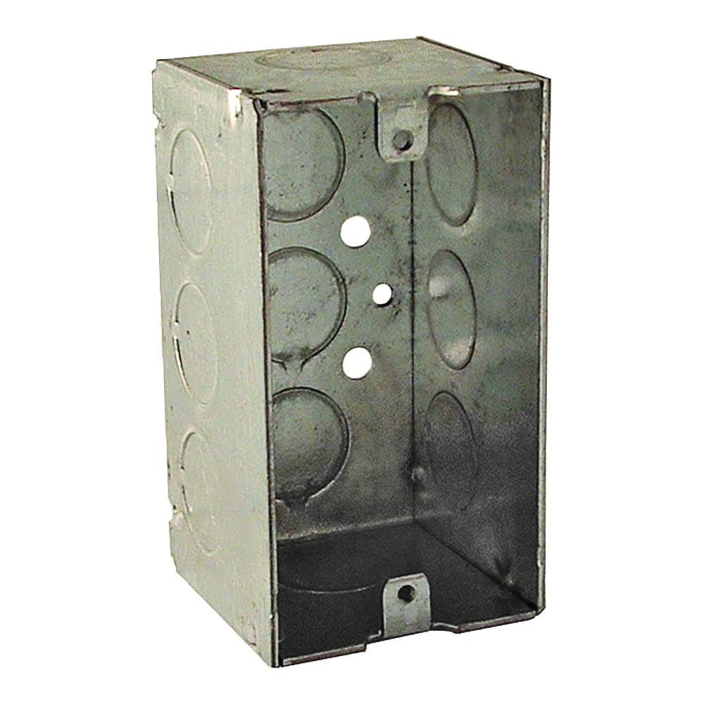 RACO 8670 Welded Handy Box, 1 -Gang, 11 -Knockout, 1/2 in Knockout, Galvanized Steel, Gray