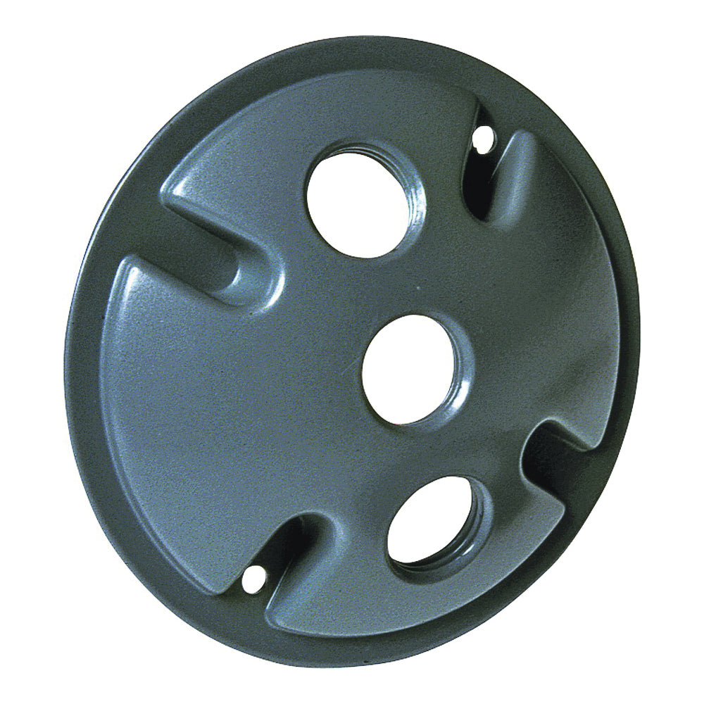 HUBBELL 5197-0 Cluster Cover, 4-1/8 in Dia, 4-1/8 in W, Round, Aluminum, Gray, Powder-Coated