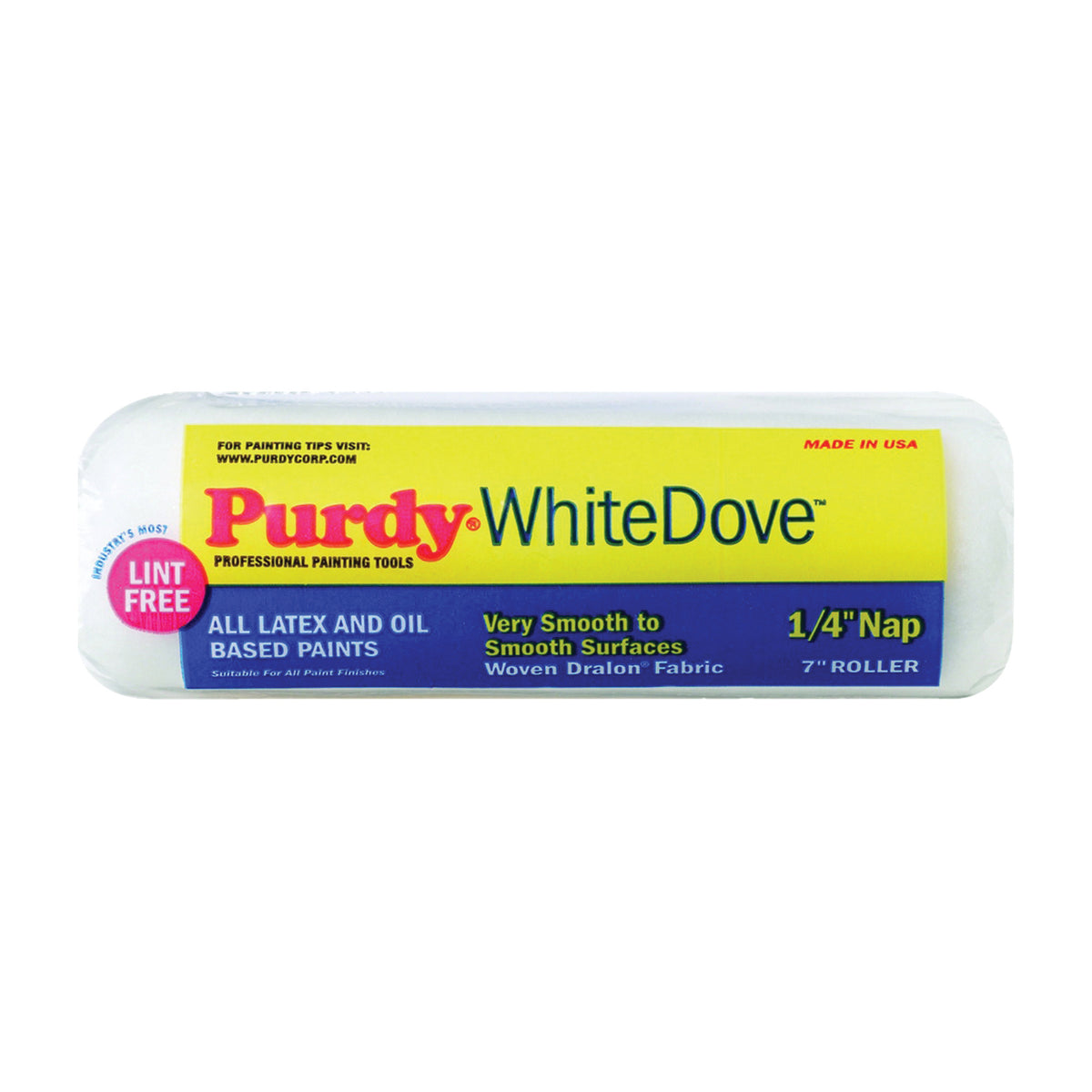 Purdy White Dove 662071 Paint Roller Cover, 1/4 in Thick Nap, 7 in L, Dralon Fabric Cover