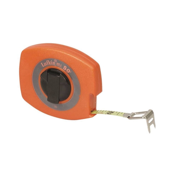 Crescent Lufkin 50 Tape Measure, 50 ft L Blade, 3/8 in W Blade, Steel Blade, ABS Case, Orange Case