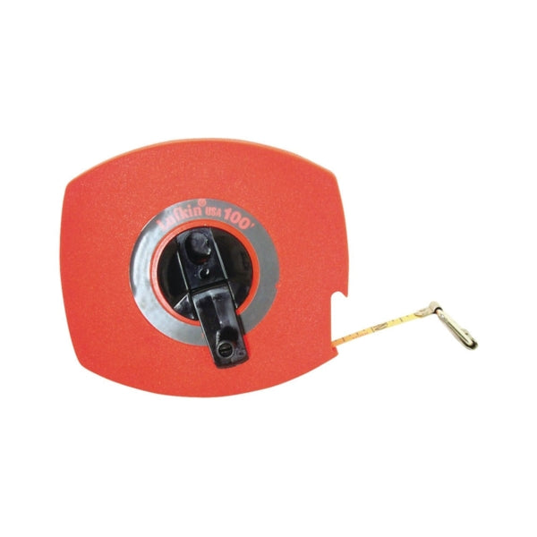 Crescent Lufkin 100L Tape Measure, 100 ft L Blade, 3/8 in W Blade, Steel Blade, ABS Case, Orange Case
