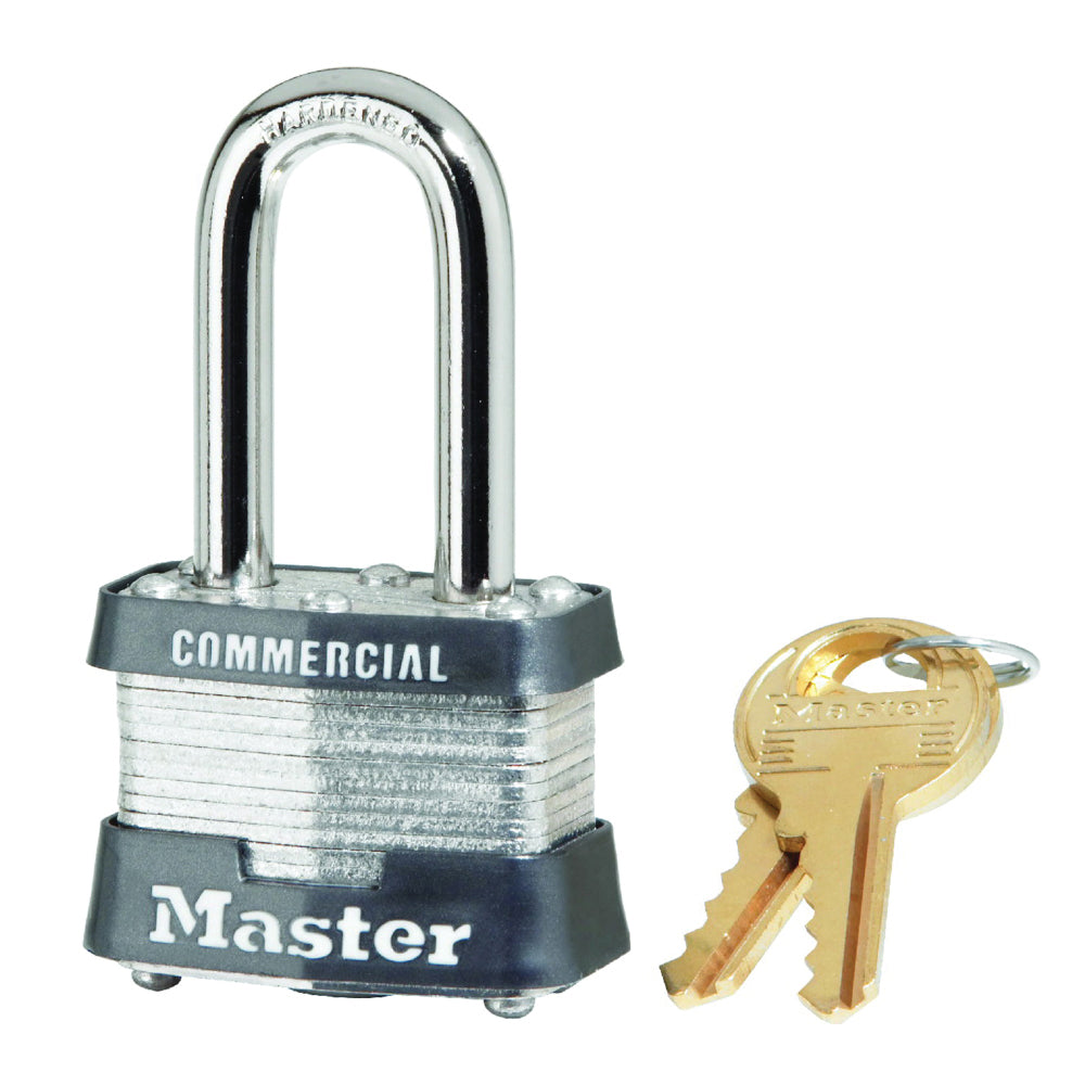 Master Lock 3KALF3210 Padlock, Keyed Alike Key, Open Shackle, 9/32 in Dia Shackle, 1-1/2 in H Shackle, Steel Shackle