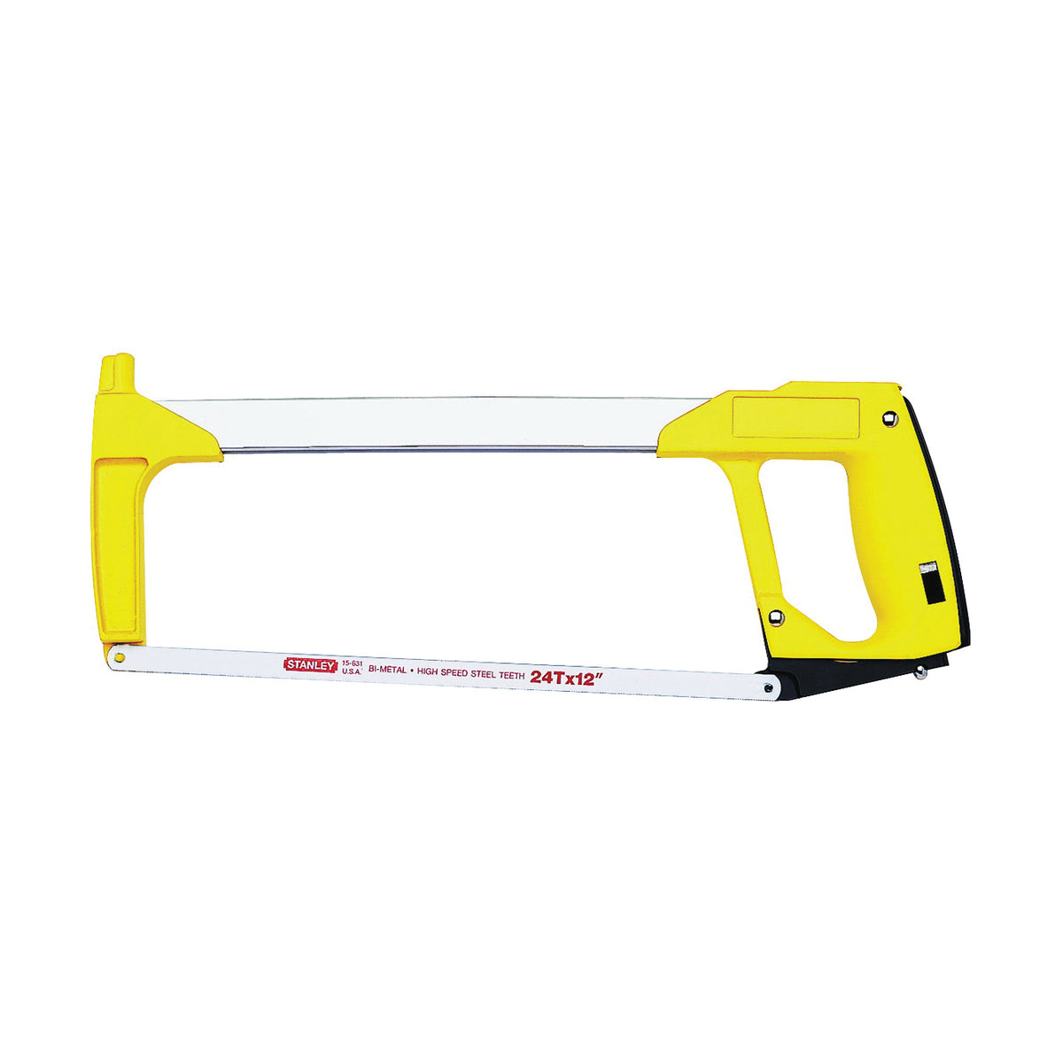 STANLEY 15-113 Hacksaw, 12 in L Blade, 24 TPI, 3-7/8 in D Throat, Plastic/Rubber Handle