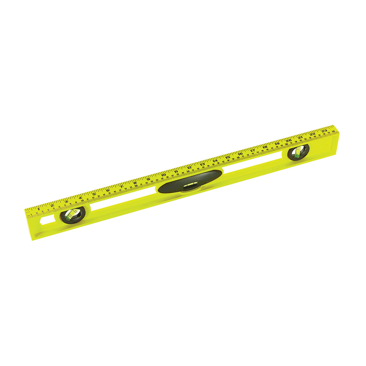 STANLEY 42-468 I-Beam Level, 24 in L, 3-Vial, 2-Hang Hole, Non-Magnetic, ABS, Yellow