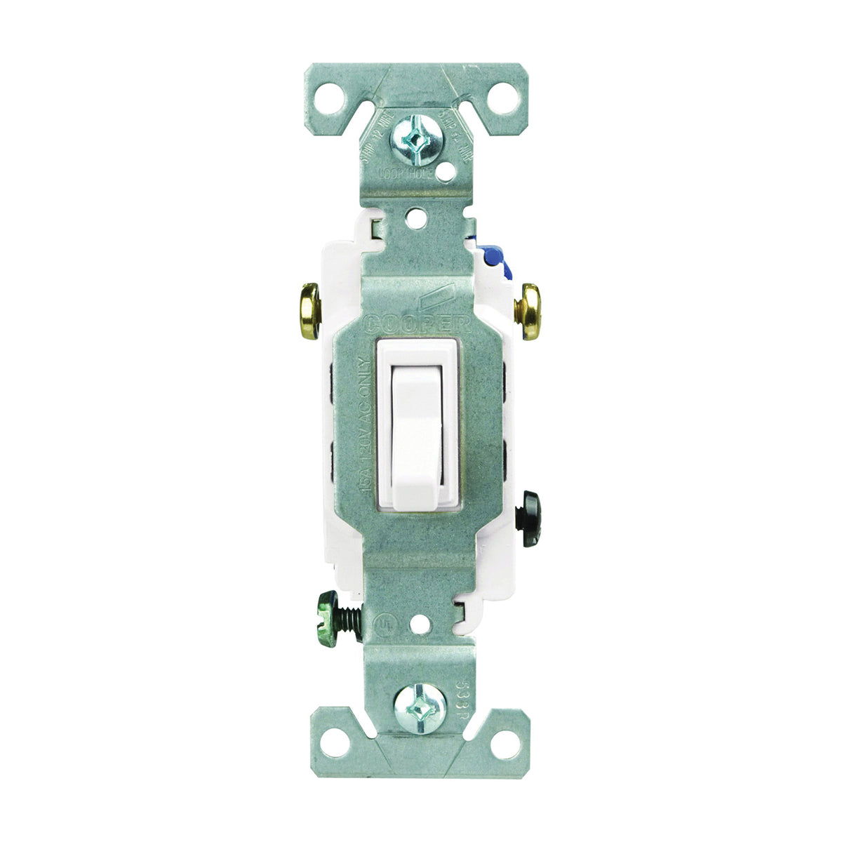 Eaton Wiring Devices 1303-7LTWBOX Toggle Switch, 15 A, 120 V, 3 -Position, Lead Wire Terminal, White