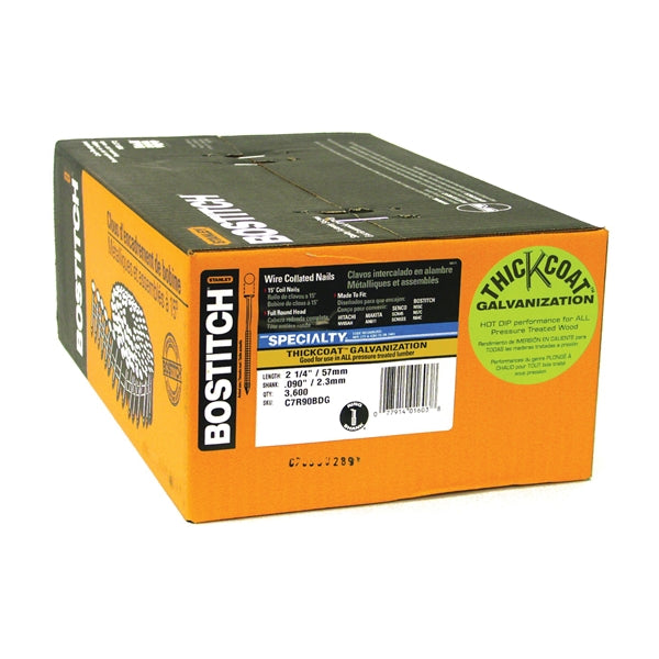 Bostitch C7R90BDG Siding Nail, 2-3/16 in L, Steel, Thickcoat, Full Round Head, Ring Shank