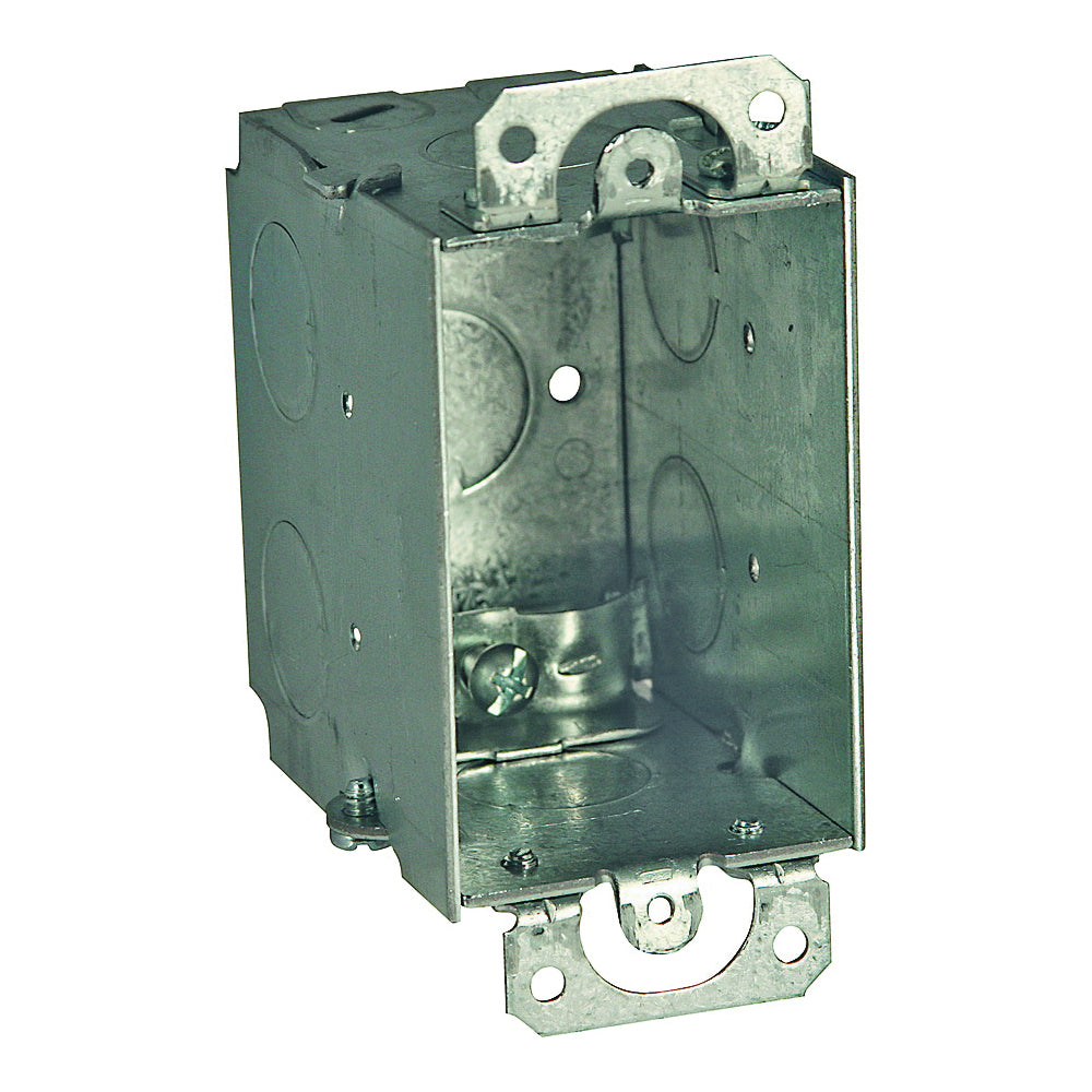 RACO 567 Switch Box, 1 -Gang, 1 -Outlet, 7 -Knockout, 1/2 in Knockout, Steel, Gray, Galvanized