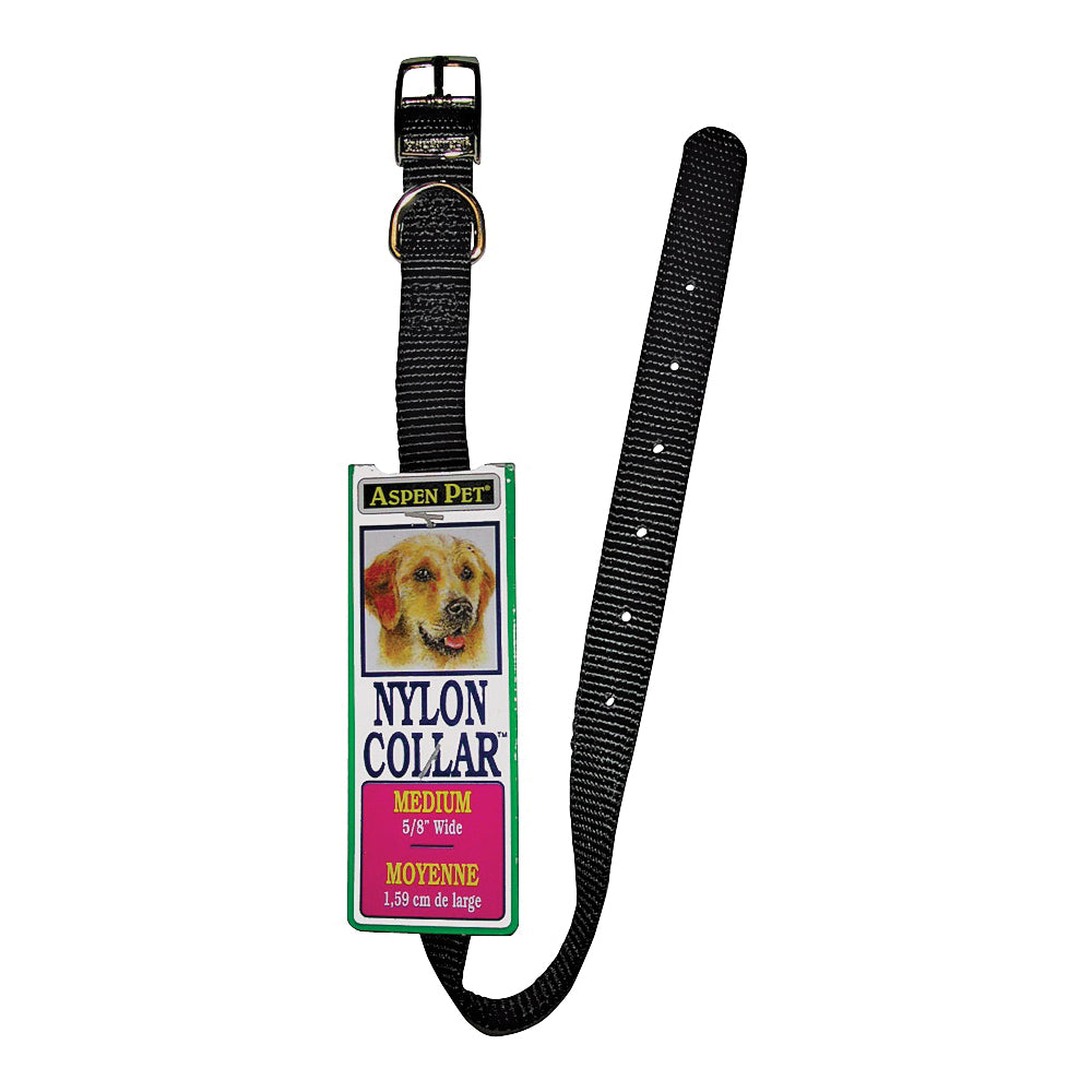 PETMATE 15410 Dog Collar, M Neck, 14 in L Collar, 5/8 in W Collar, Nylon, Black