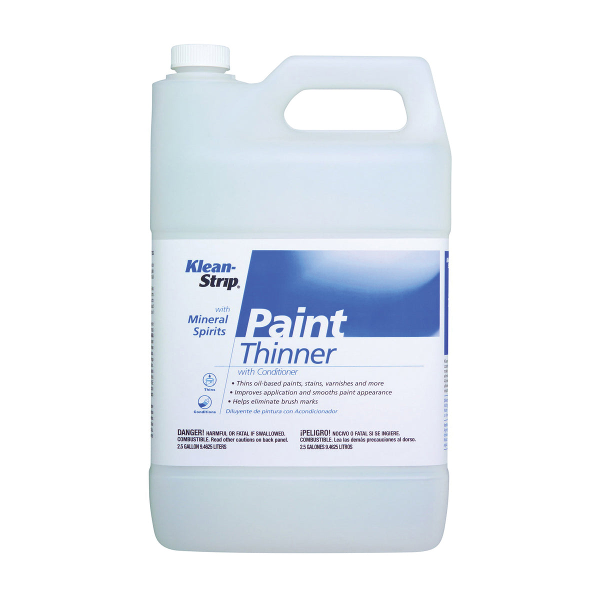 Klean Strip EKPT94401 Paint Thinner, Liquid, Free, Clear, Water White, 2.5 gal, Can